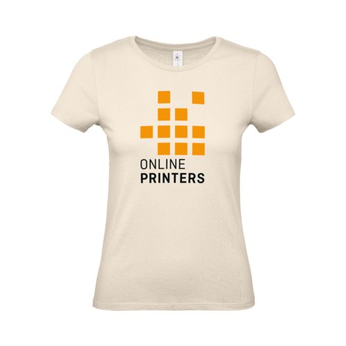 T-shirt beige en coton pour femmes avec manches courtes.