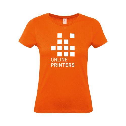 T-shirt orange en coton pour femme avec manches courtes.