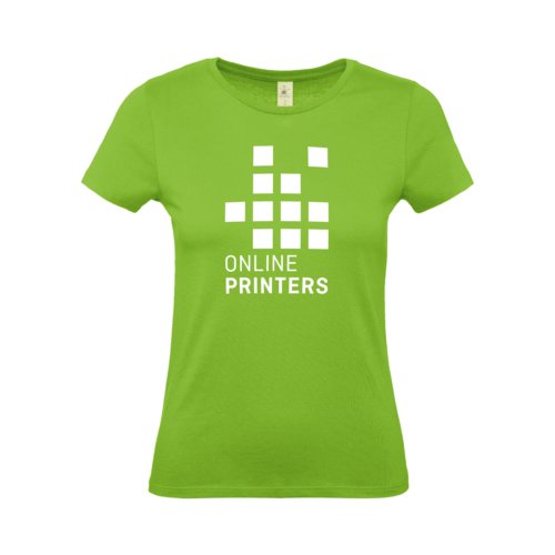 T-shirt en coton vert pomme pour femmes avec manches courtes.