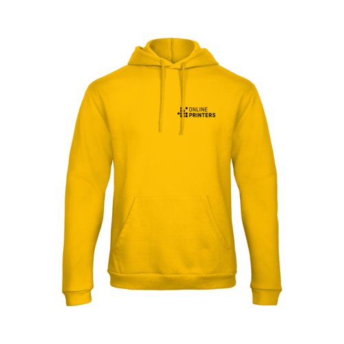 Sweat  capuche jaune d'or en mlange de coton avec capuche et poche kangourou.