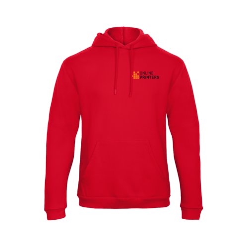 Sweat  capuche rouge en mlange de coton avec capuche et poche kangourou.