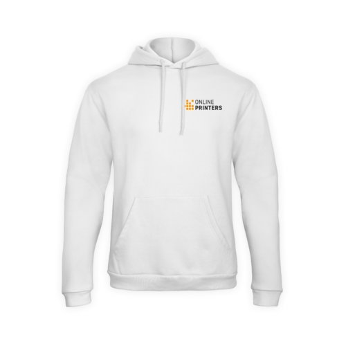 Sweat  capuche blanc en coton-polyester avec capuche et poche kangourou.