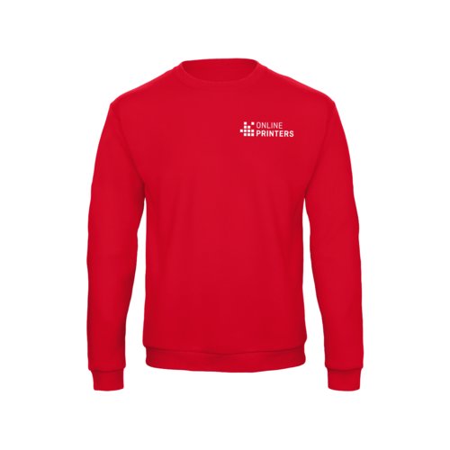 Sweat-shirt rouge en coton-polyester pour hommes avec manches longues.