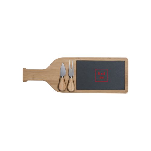 Planche  fromage en bois avec ardoise et set de couteaux  fromage.