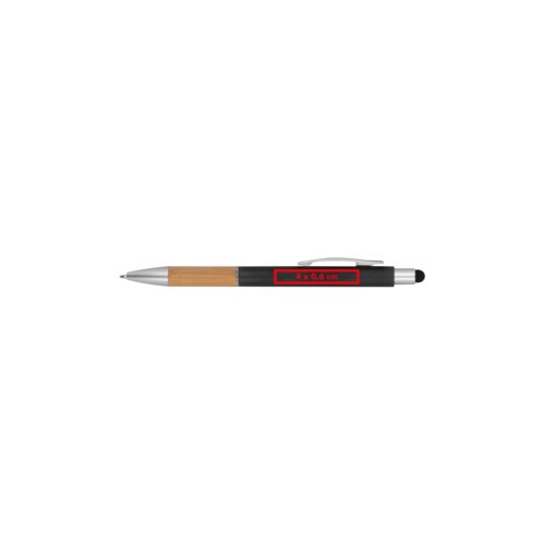 Stylo  bille couleur bois avec fonction tactile et clip.