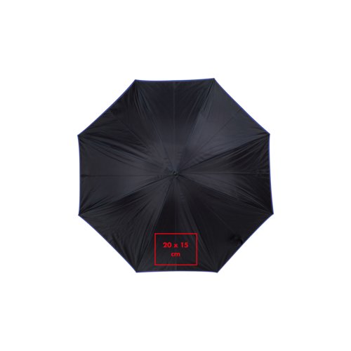 Parapluie noir avec double toile et mcanisme d'ouverture automatique.