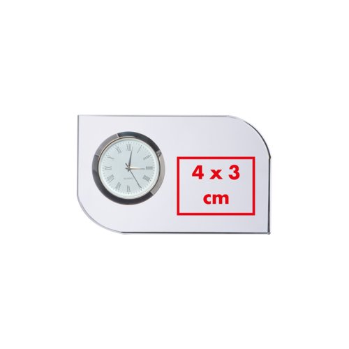 Bloc de verre transparent avec horloge intgre.