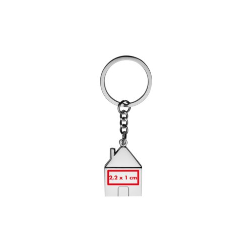 Porte-cls en mtal en forme de maison avec anneau en mtal.