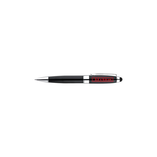 Stylo  bille en mtal noir avec fonction tactile et clip.