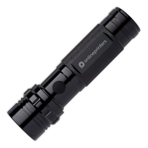 Ensemble lampe de poche et multi-outil en mtal noir avec poigne.