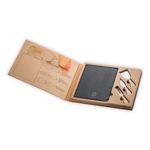 Set  fromage anthracite avec plateau en ardoise et couteaux  fromage.