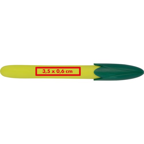 Stylo  bille jaune en mas avec clip et bouton-poussoir.