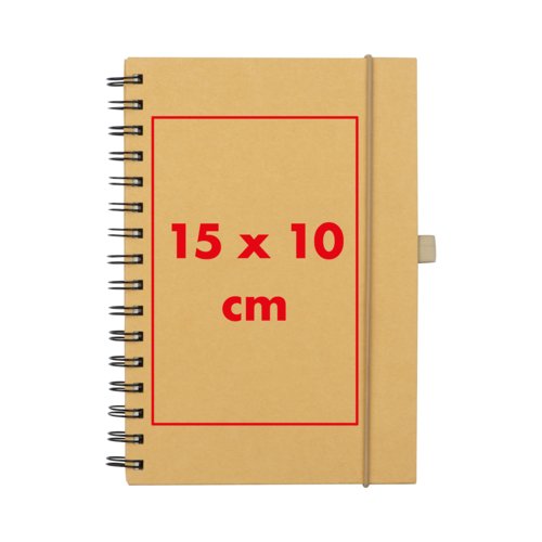 Carnet avec reliure spirale et fermeture par lastique.