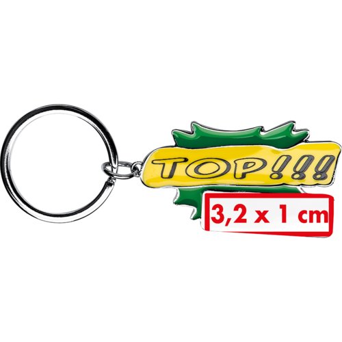 Porte-clés en métal avec pendentif personnalisé et anneau en métal.