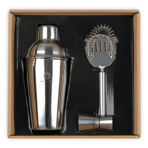 Set de cocktail en mtal gris, 3 pices.
