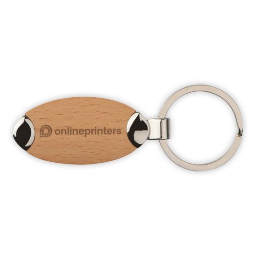 Porte-cls en bois et mtal avec un anneau.