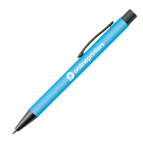 Stylo  bille bleu clair avec clip et mcanisme  pression.