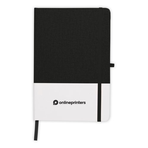 Carnet noir avec élastique et pochette.