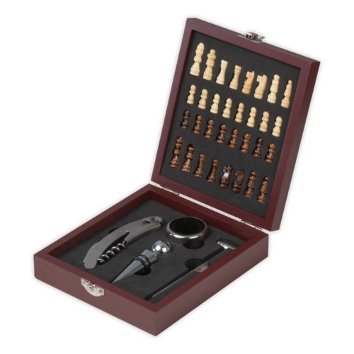 Set  vin en bois avec chiquier et accessoires.