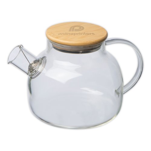Thire transparente en verre avec couvercle et poigne en bambou.