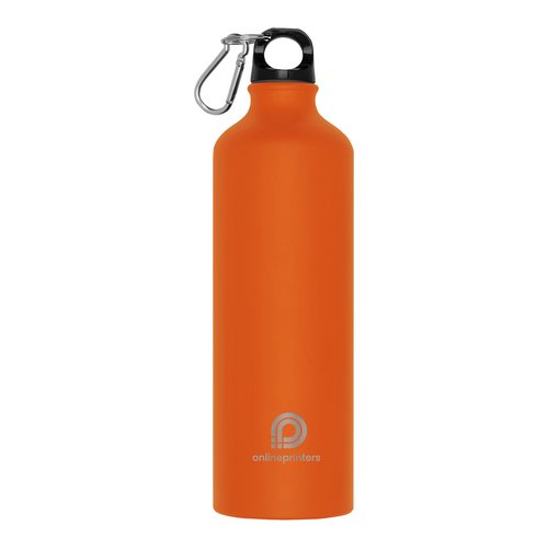 Bouteille orange en mtal avec mousqueton.