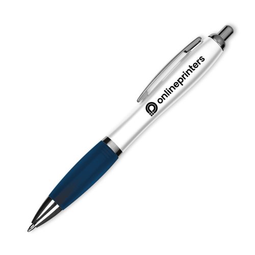 Stylo  bille bleu fonc avec clip et bouton-poussoir.