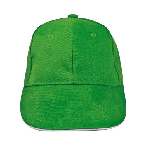 Casquette de baseball verte en tissu  six panneaux.