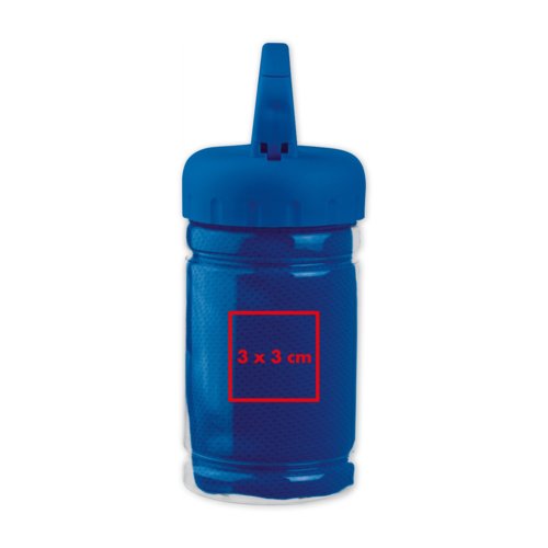 Serviette de sport bleue en microfibre.