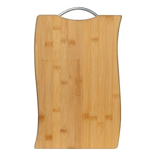 Planche  dcouper beige en bambou avec poigne.