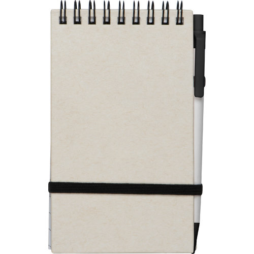 Bloc-notes  spirale beige en carton de lait recycl avec lastique.