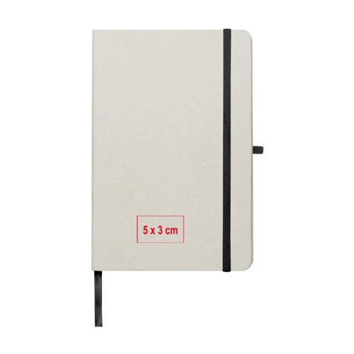 Carnet recycl clair avec fermeture lastique.