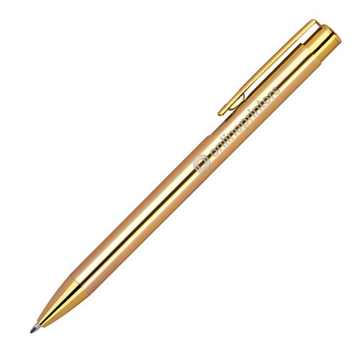 Stylo  bille en mtal dor avec clip et mcanisme  pression.