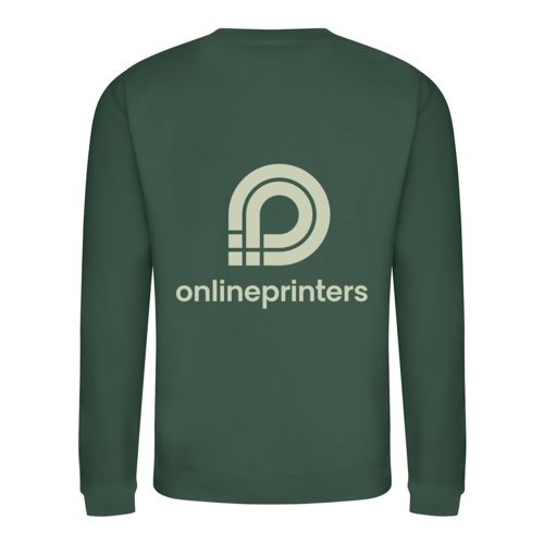 Sweat-shirt vert fonc en coton et polyester, coupe unisexe.