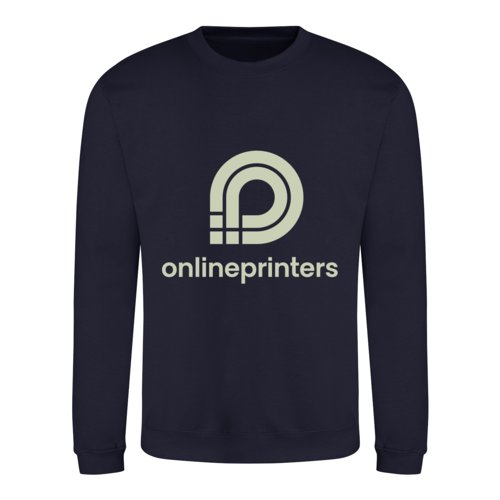 Sweat-shirt marine en coton et polyester, coupe unisexe, avec col rond.