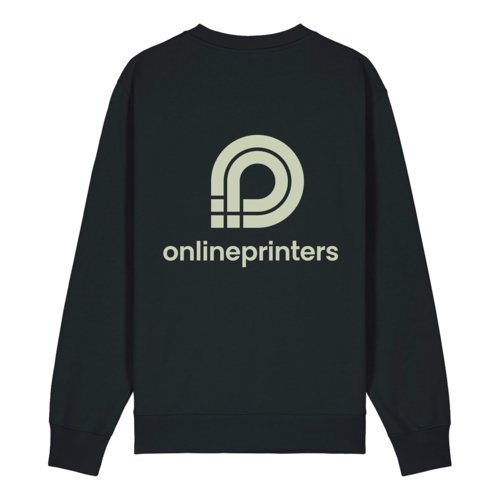 Sweat-shirt unisexe noir en coton biologique avec encolure ronde.