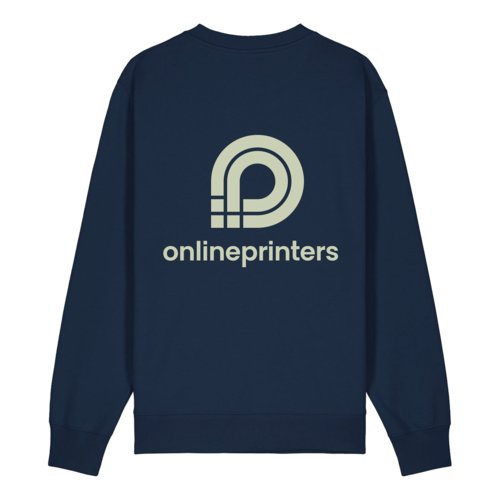 Sweat-shirt bleu marine en coton biologique, unisexe.