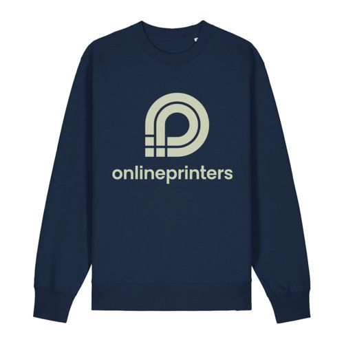 Sweat-shirt unisexe bleu marine en coton bio avec encolure ronde.