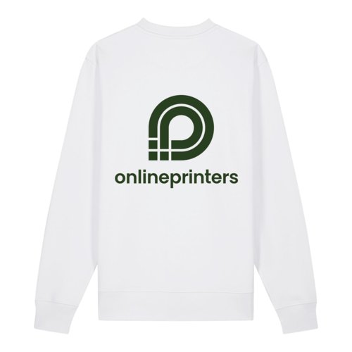 Sweat-shirt blanc unisexe en coton biologique avec encolure ronde.