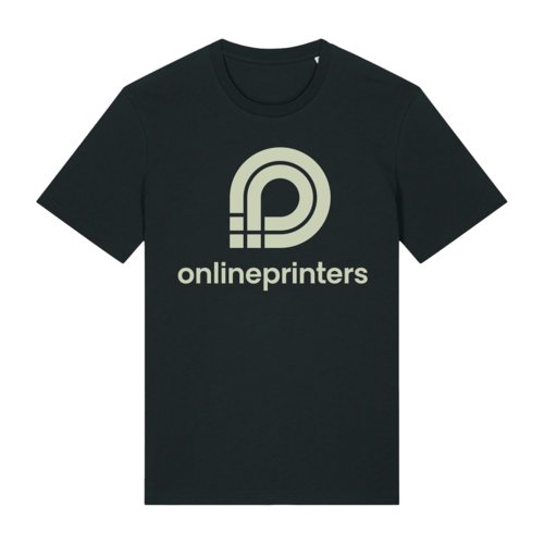 T-shirt noir en coton biologique  manches courtes, coupe unisexe.