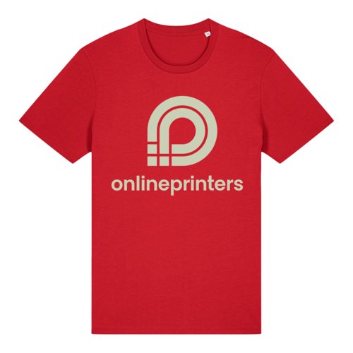T-shirt rouge en coton bio, coupe unisexe.