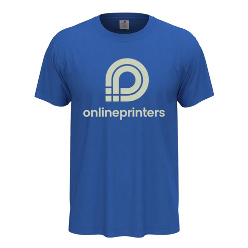 T-shirt en coton bleu roi, coupe unisexe et manches courtes.