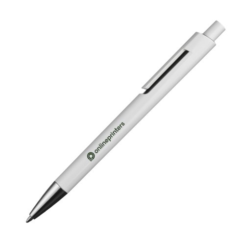 Stylo  bille blanc avec clip et mcanisme  pression.