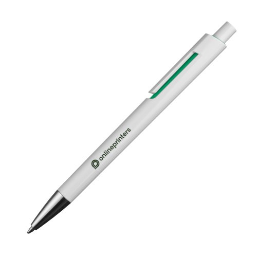 Stylo  bille vert avec clip et mcanisme  poussoir.