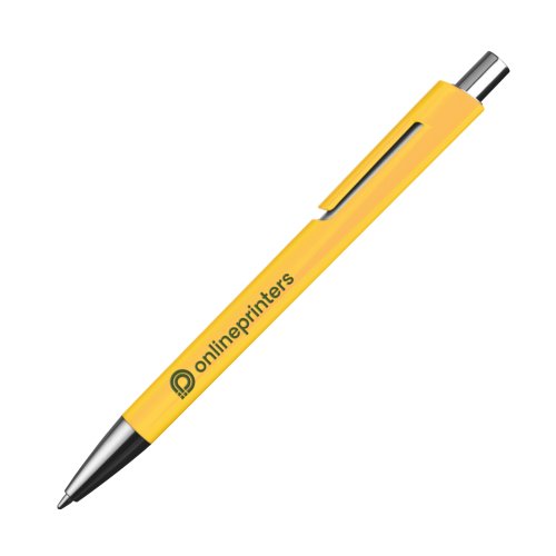 Stylo  bille jaune avec clip et mcanisme  pression.