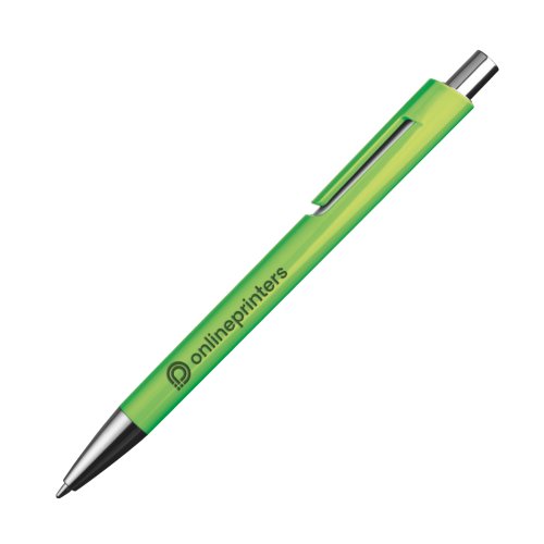 Stylo  bille vert pomme avec clip et mcanisme  pression.