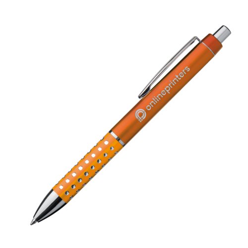 Stylo  bille orange avec clip et mcanisme  pression.