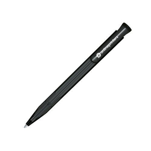 Stylo  bille en plastique dpoli avec clip et mcanisme  poussoir.