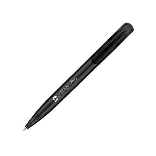 Stylo  bille en plastique dpoli avec mcanisme  bouton-poussoir.