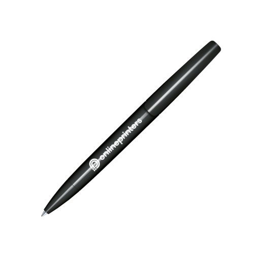 Stylo  bille noir en matriau poli avec mcanisme de rotation.