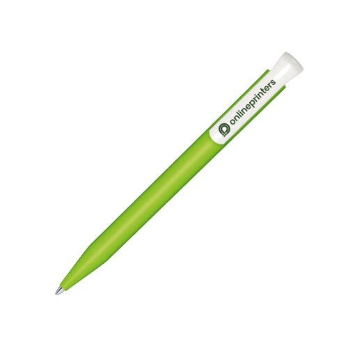 Stylo  bille bio vert pomme avec mcanisme  poussoir et clip.